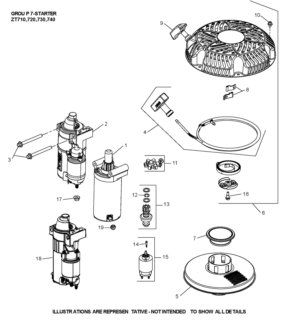 Zt740-3064 Starting Diagram and Parts List for ZT740-3064  Cub Cadet Lawn Tractor